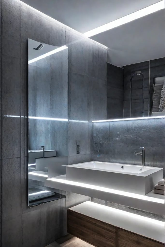 hightech bathroom LED mirror adjustable brightness functional