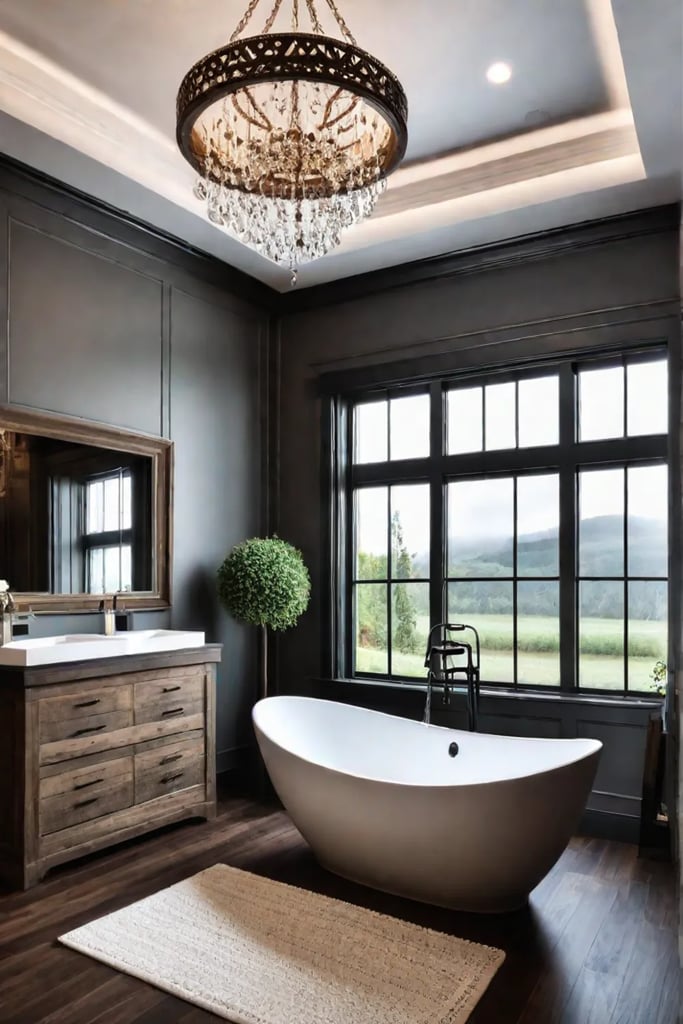 rustic bathroom bright and spacious