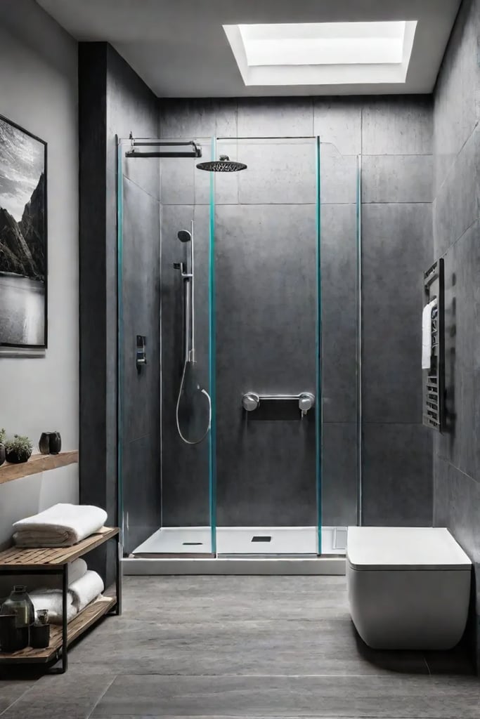 Accessible bathroom with curbless shower