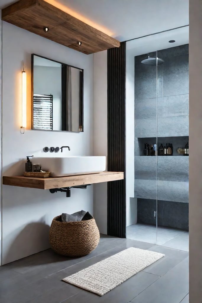 Bright and airy small bathroom with upcycled decor