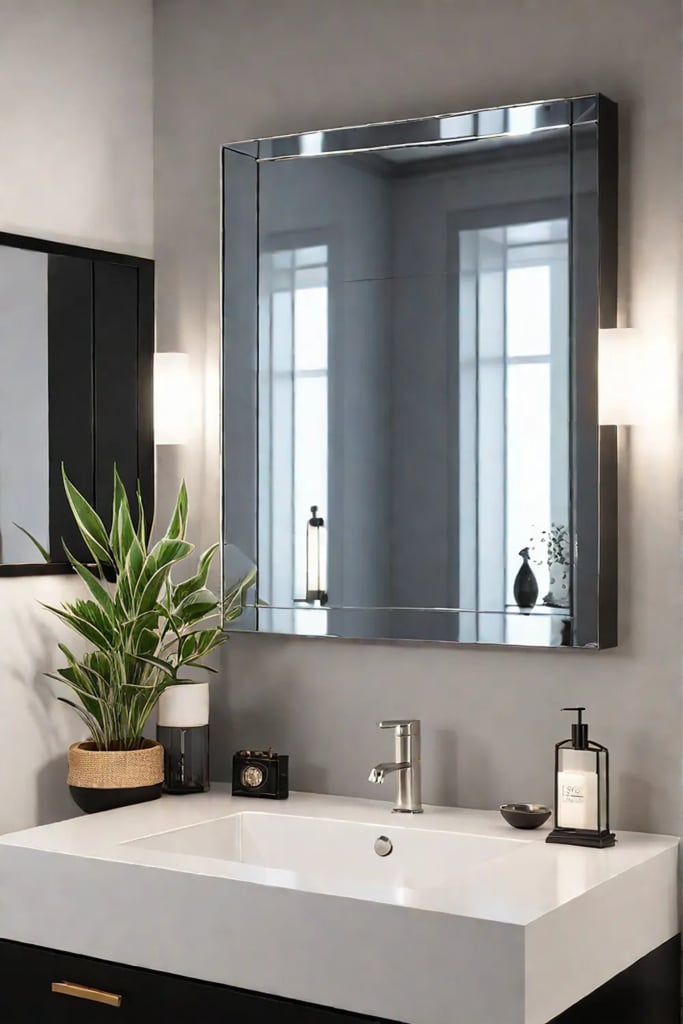 Elegant bathroom with vintage mirror