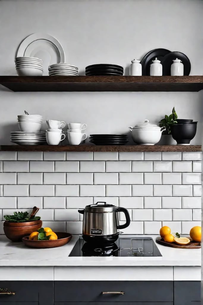 Farmhouse kitchen with dark grout backsplash