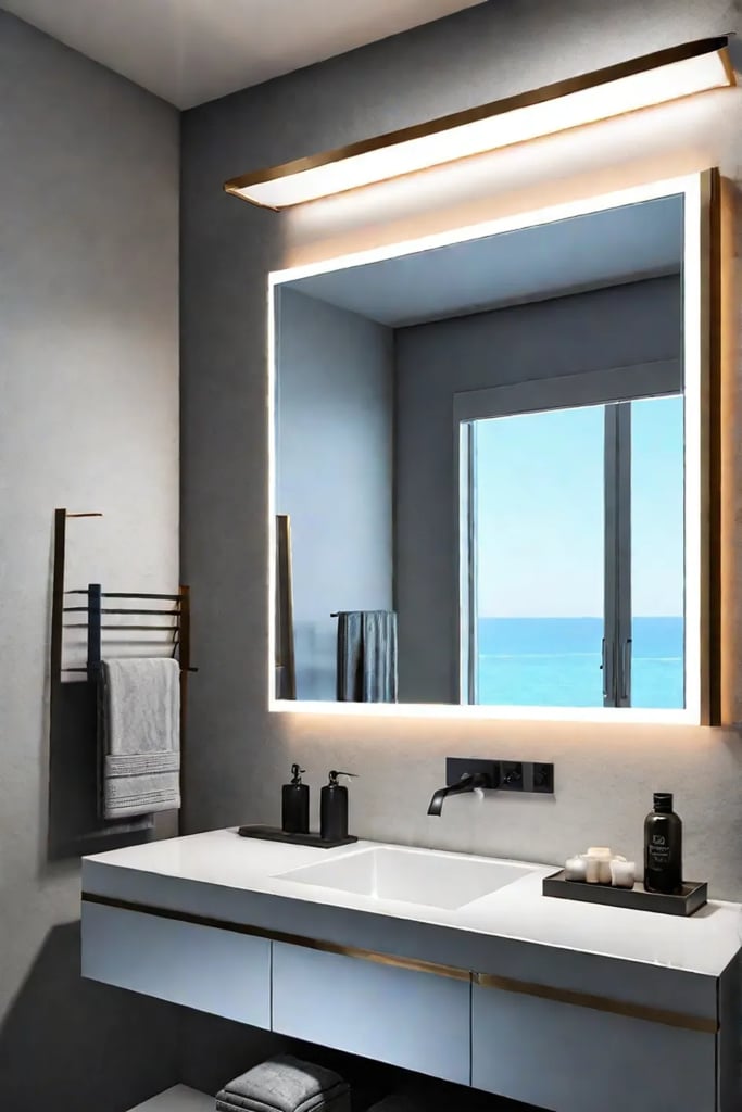 Glamorous small bathroom with statement mirror