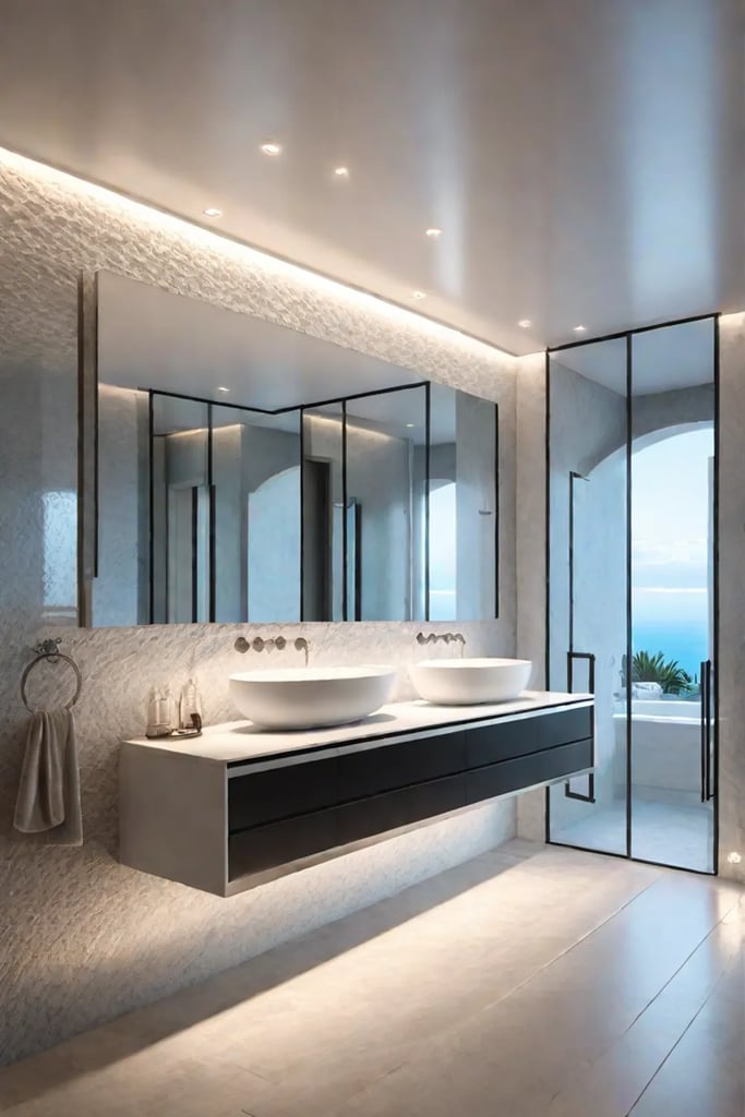 Luxurious bathroom with mirrored walls