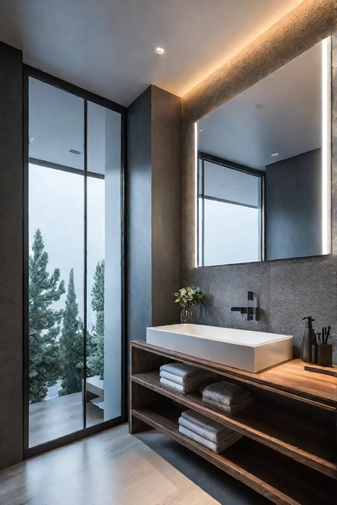 Mirrored vanity for a brighter small bathroom