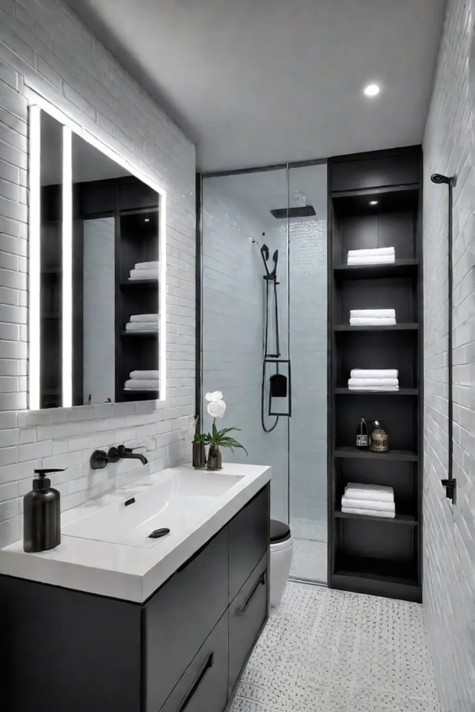 Modern small bathroom with maximized storage