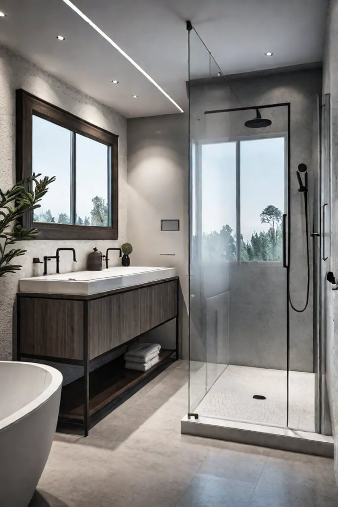 Small bathroom with glass shower door
