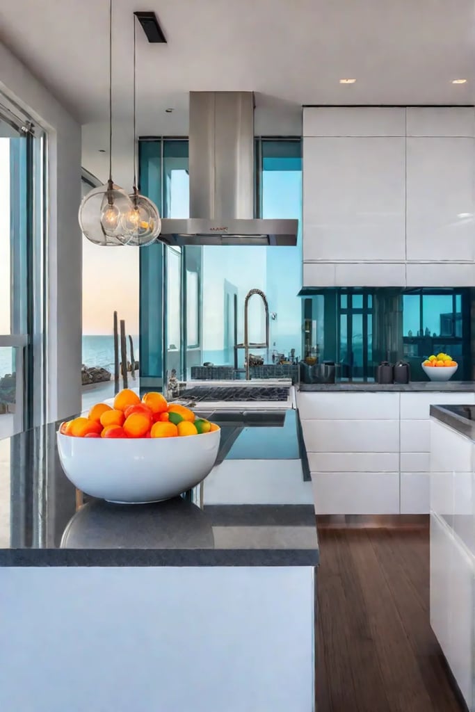 Small kitchen design with pops of color