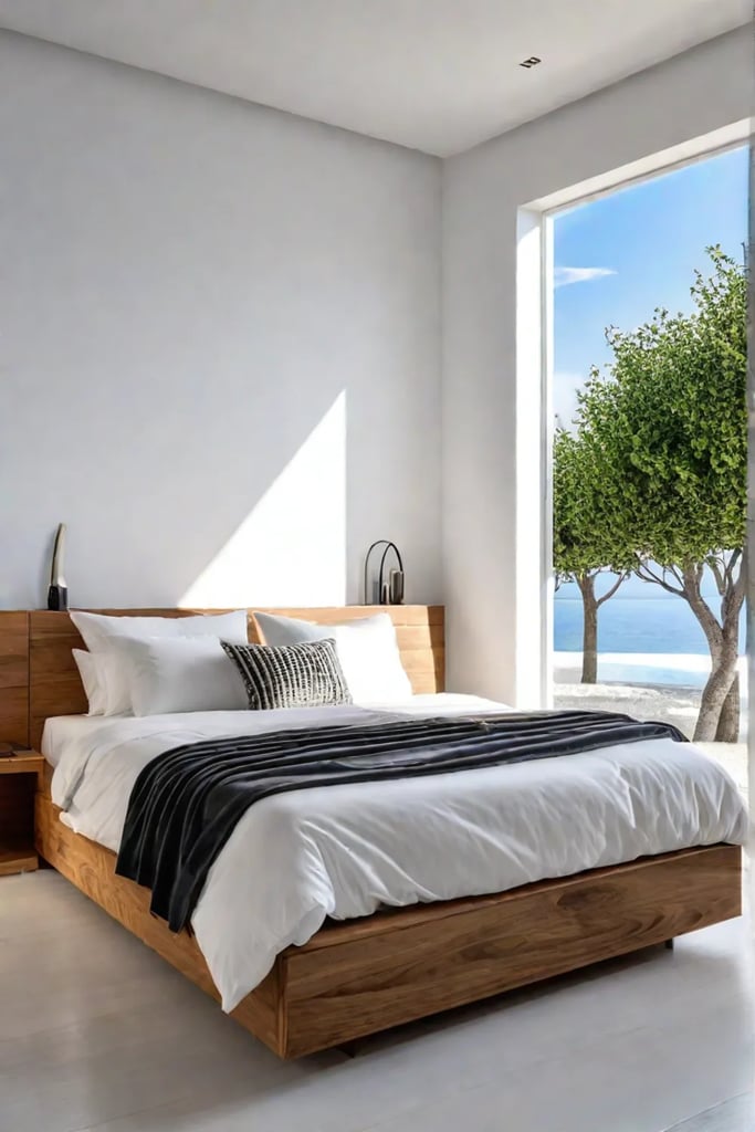 Bright airy bedroom with white walls