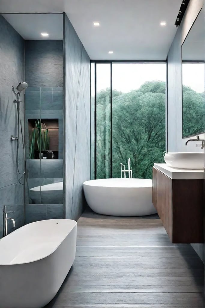 Easy maintenance bathroom with different sink options