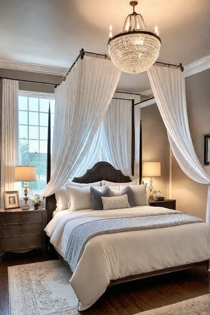 Inviting bedroom with beige walls and white accents