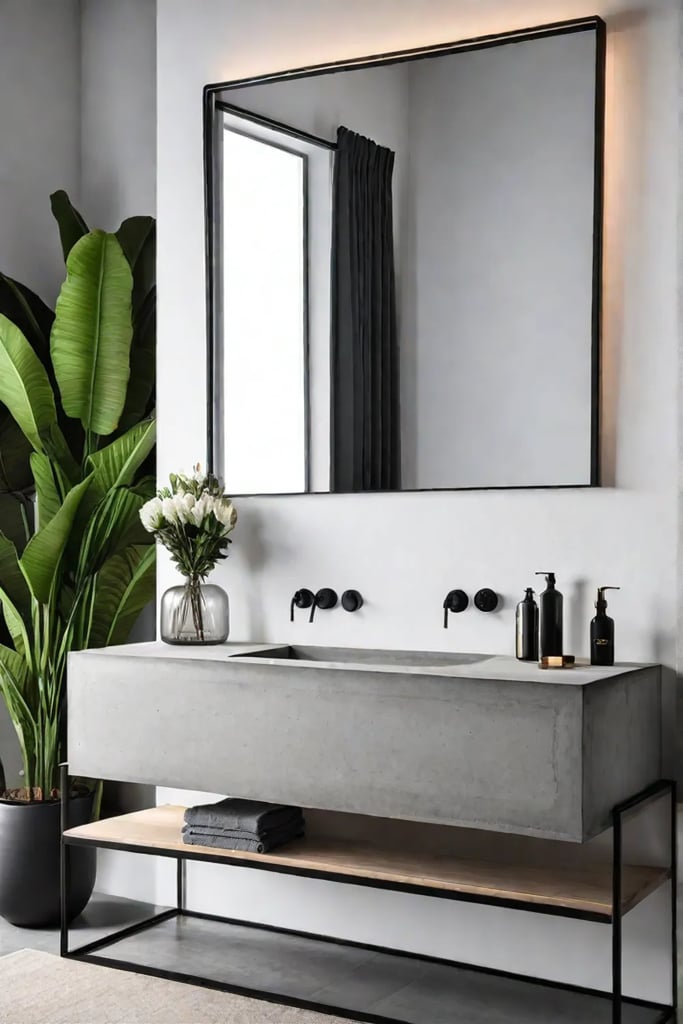 Minimalist bathroom with concrete sink