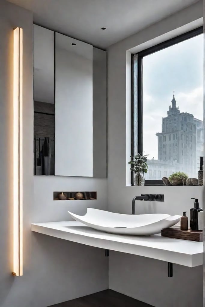 Modern bathroom sculptural sink concrete sink