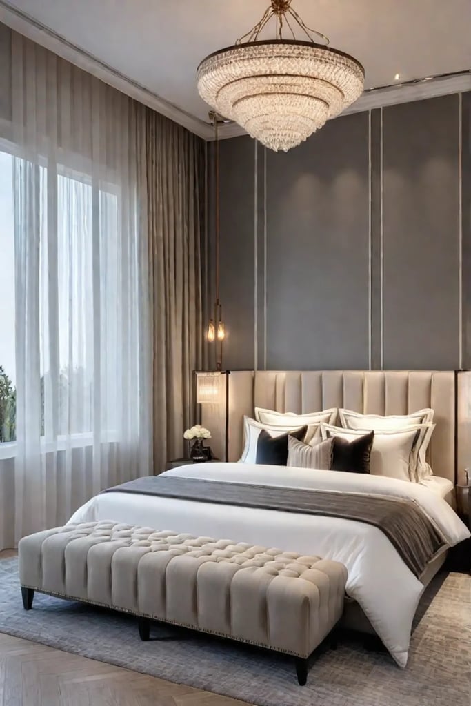 Monochromatic bedroom in beige and cream