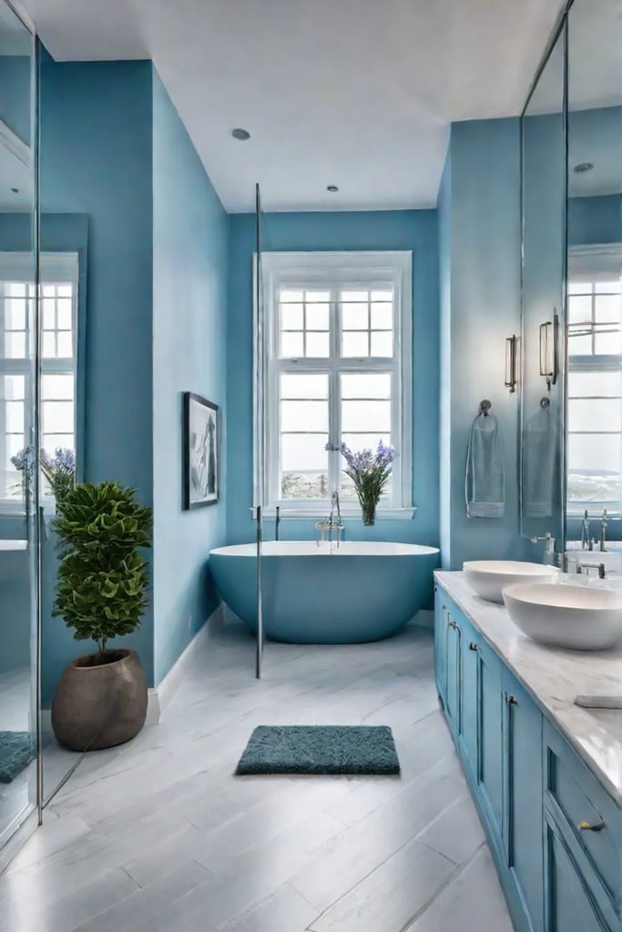 Small bathroom with mirrors illusion of space