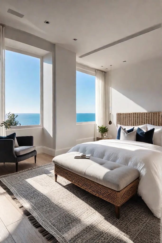 Sophisticated bedroom with beige tones and natural textures