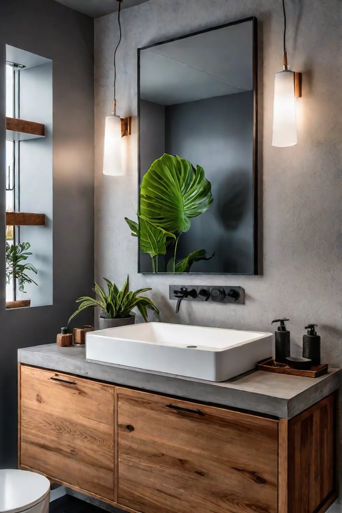 Unique bathroom design mixing sink materials