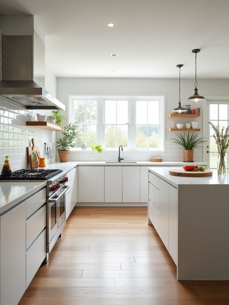 Kitchen showcasing different zones: prep zone, cooking zone, and cleaning zone for functionality.
