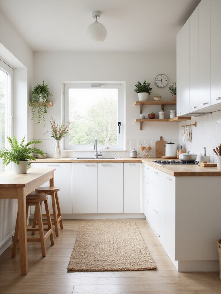 Bright and airy Scandinavian kitchen with light wood and minimalist design