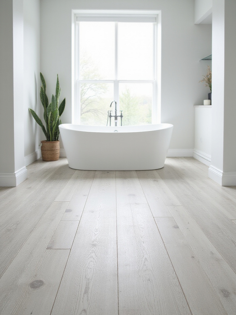 Luxury Vinyl Plank flooring in a modern bathroom