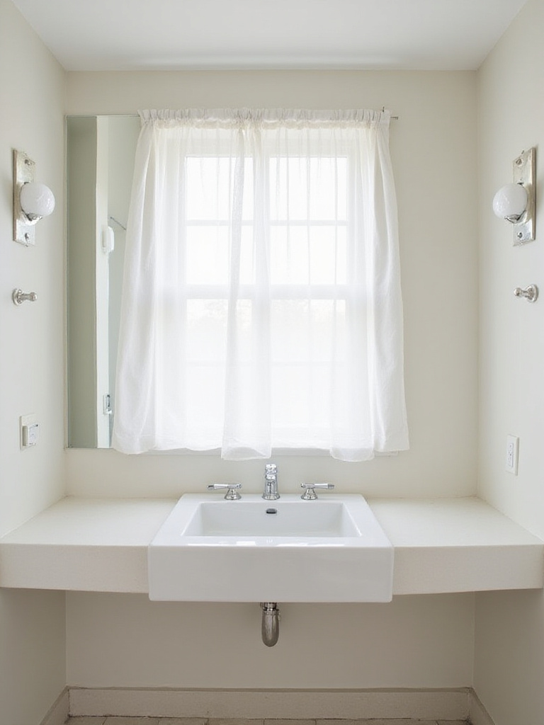 Small bathroom with large frameless mirror above vanity, reflecting light and creating the illusion of more space.