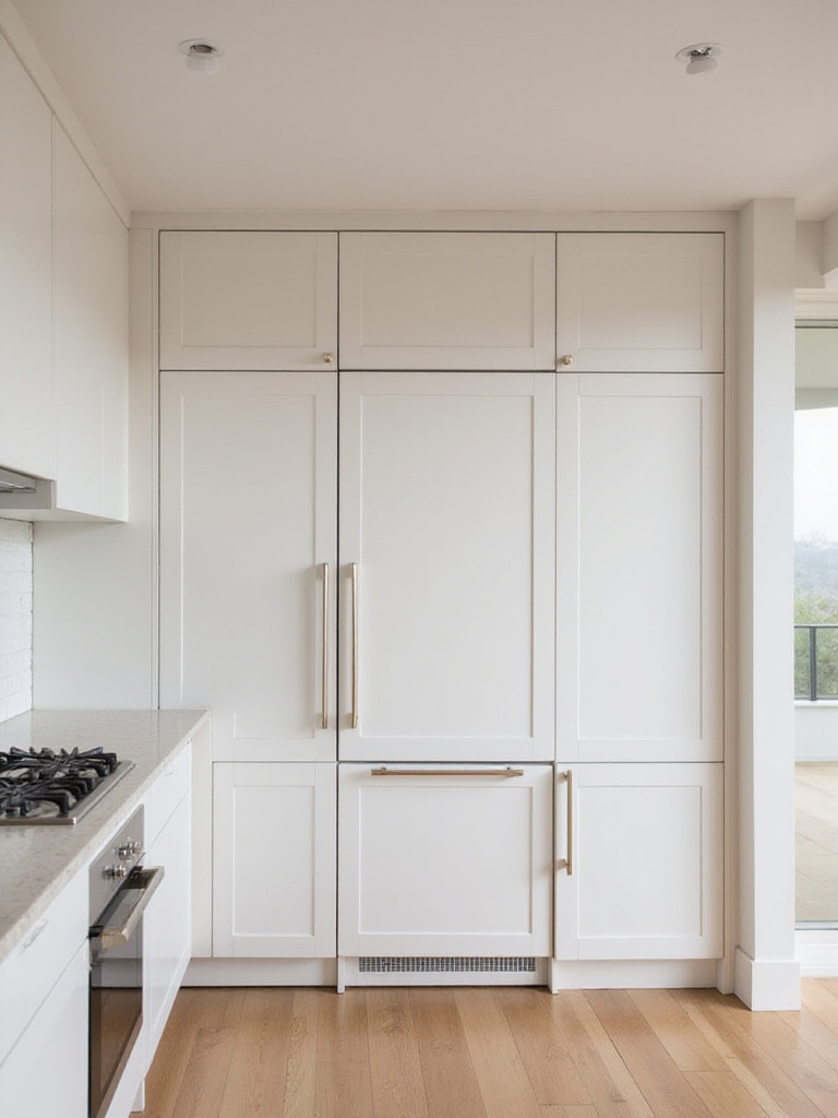 Modern kitchen with integrated appliances for a seamless, minimalist design.