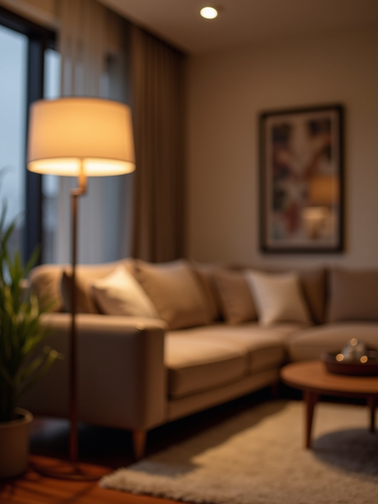 Dimmable living room lights creating a cozy and inviting atmosphere