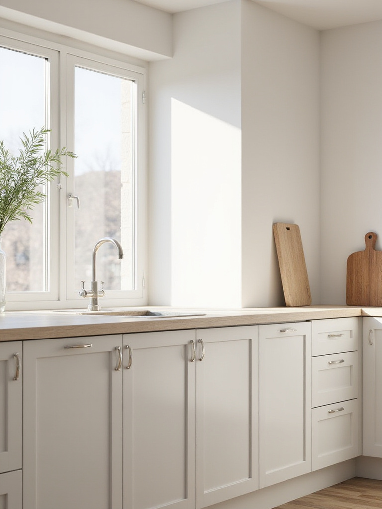 Minimalist kitchen with clean countertops and organized storage
