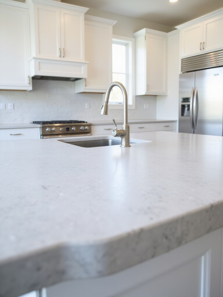 Affordable laminate kitchen countertop mimicking marble