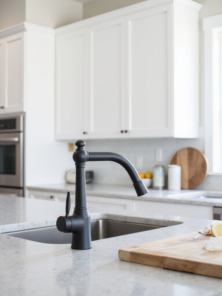Matte black pull-down faucet in a modern kitchen