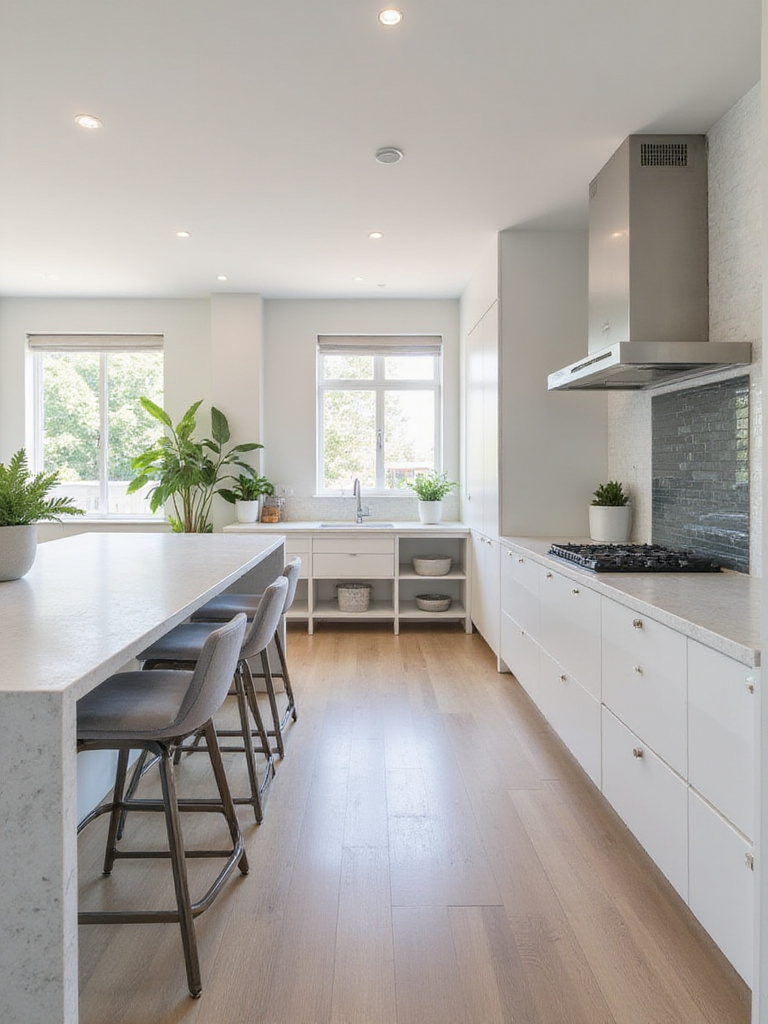 Stylish bar stools complementing a modern kitchen island