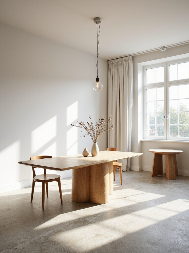Dining room showcasing rectangular and round tables for optimal layout and flow.