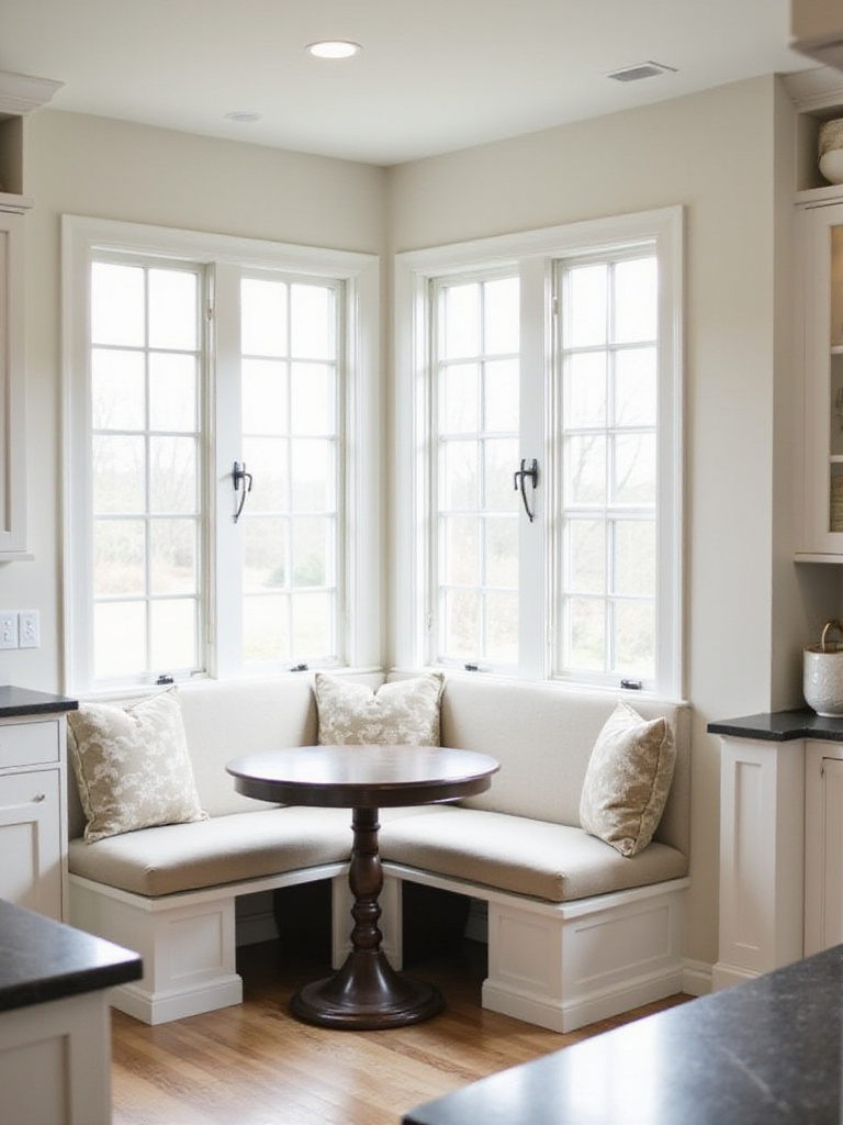 Corner banquette seating with storage in a modern kitchen