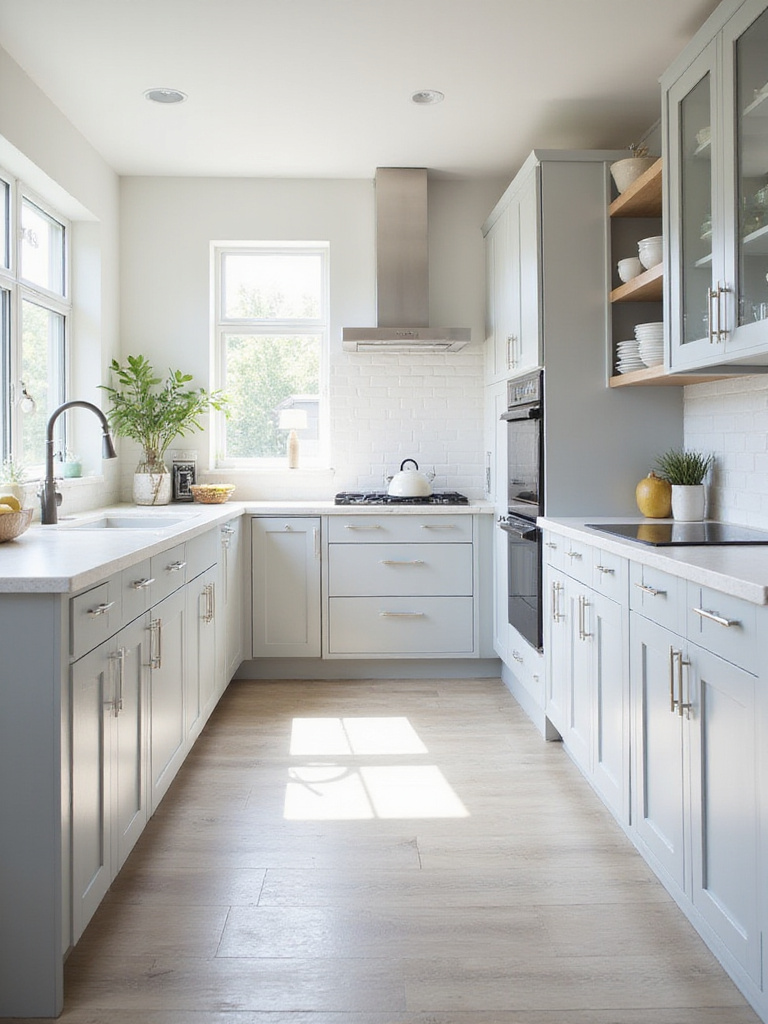 Modern kitchen with professionally resprayed or refinished cabinets in a smooth, uniform finish.