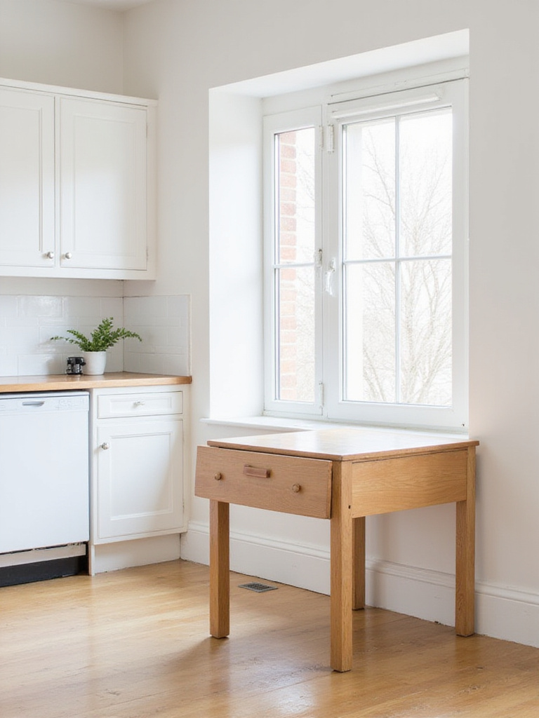 Space-saving drop-leaf table in a modern kitchen