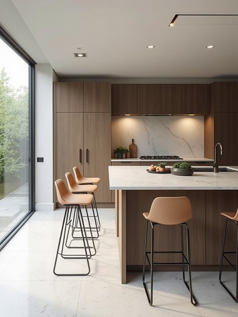 Stylish bar stools at a kitchen island