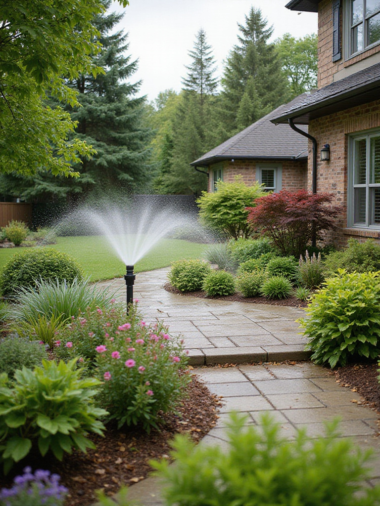 Demonstrations of effective garden watering techniques, including checking soil moisture and watering at the plant base.