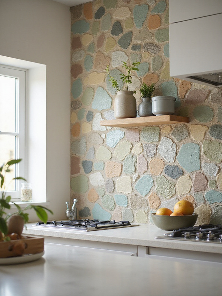 Kitchen backsplash featuring Zellige tiles with unique colors and textures