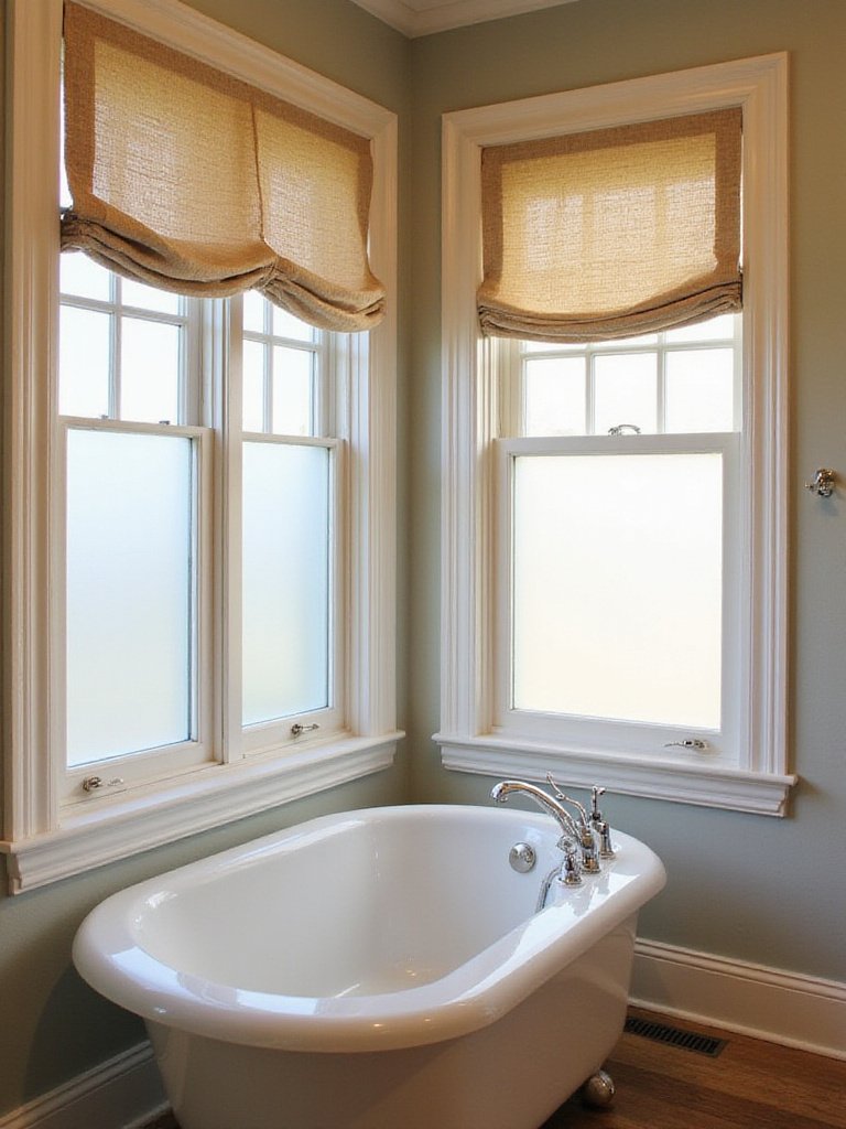 Elegant bathroom with simple window treatments for privacy and style