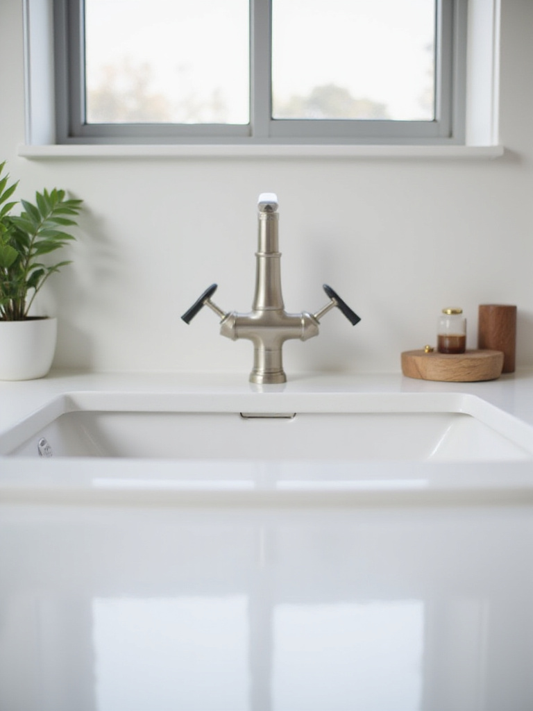 A minimalist bathroom with sleek hardware and soft natural lighting