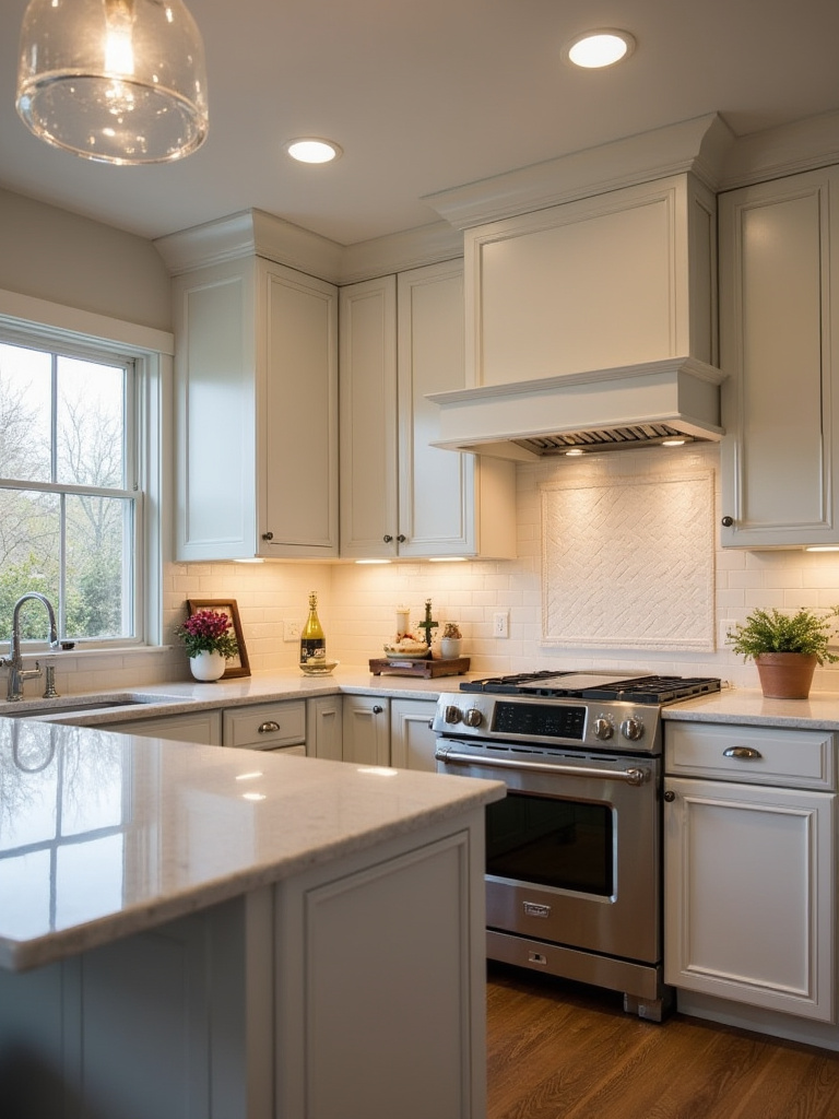 Modern kitchen with a custom backsplash designed by a professional.