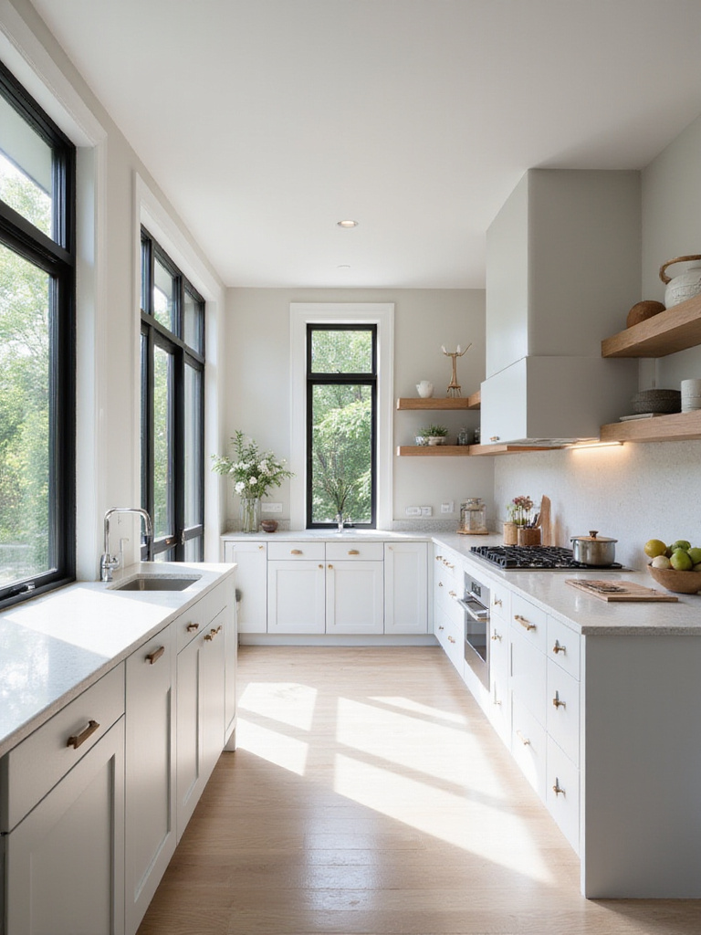 Modern kitchen with sleek cabinetry and quartz countertops, showcasing a cohesive design aesthetic.