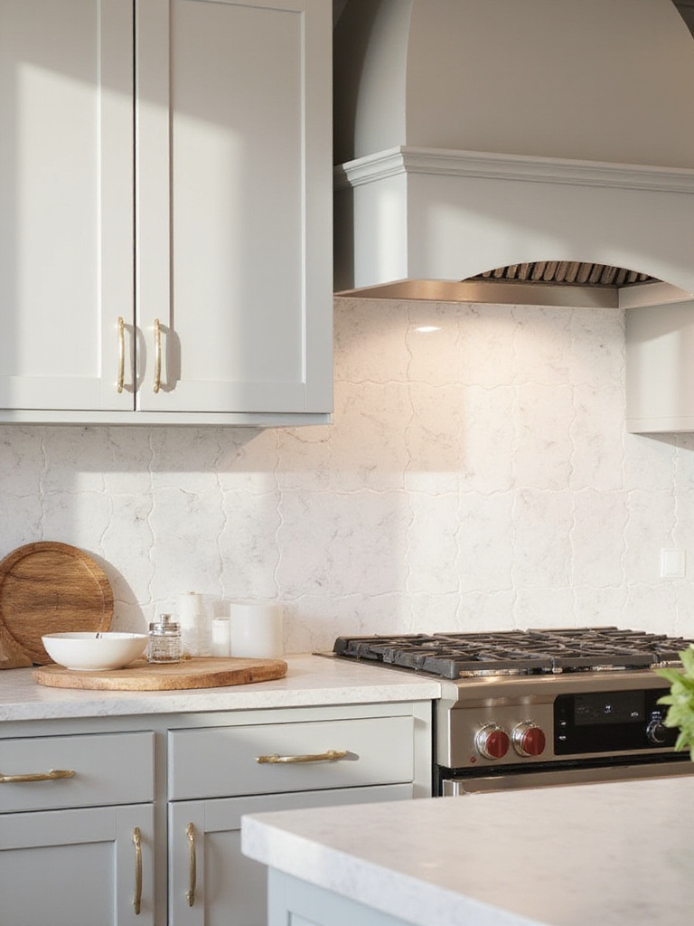 Modern kitchen with budget-friendly backsplash made of peel-and-stick tiles