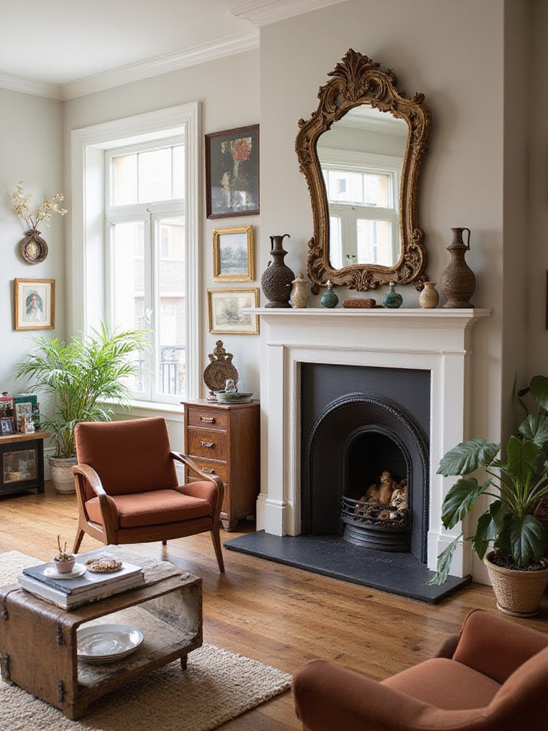 Eclectic living room featuring vintage and antique treasures