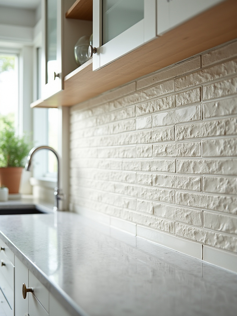 Stunning kitchen backsplash with mixed tile sizes and textures