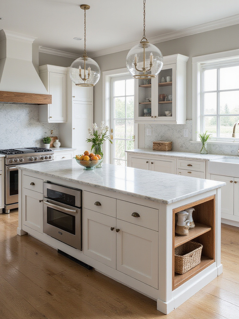 Beautiful kitchen island with unique niche features and compartments