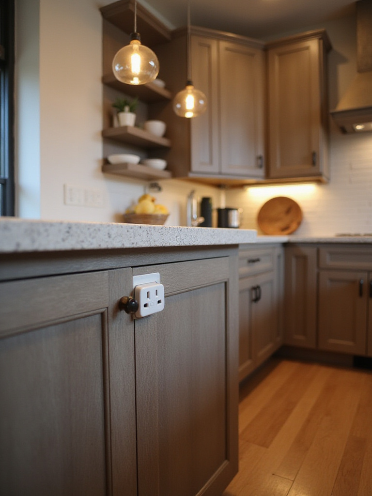Modern kitchen island with electrical outlets
