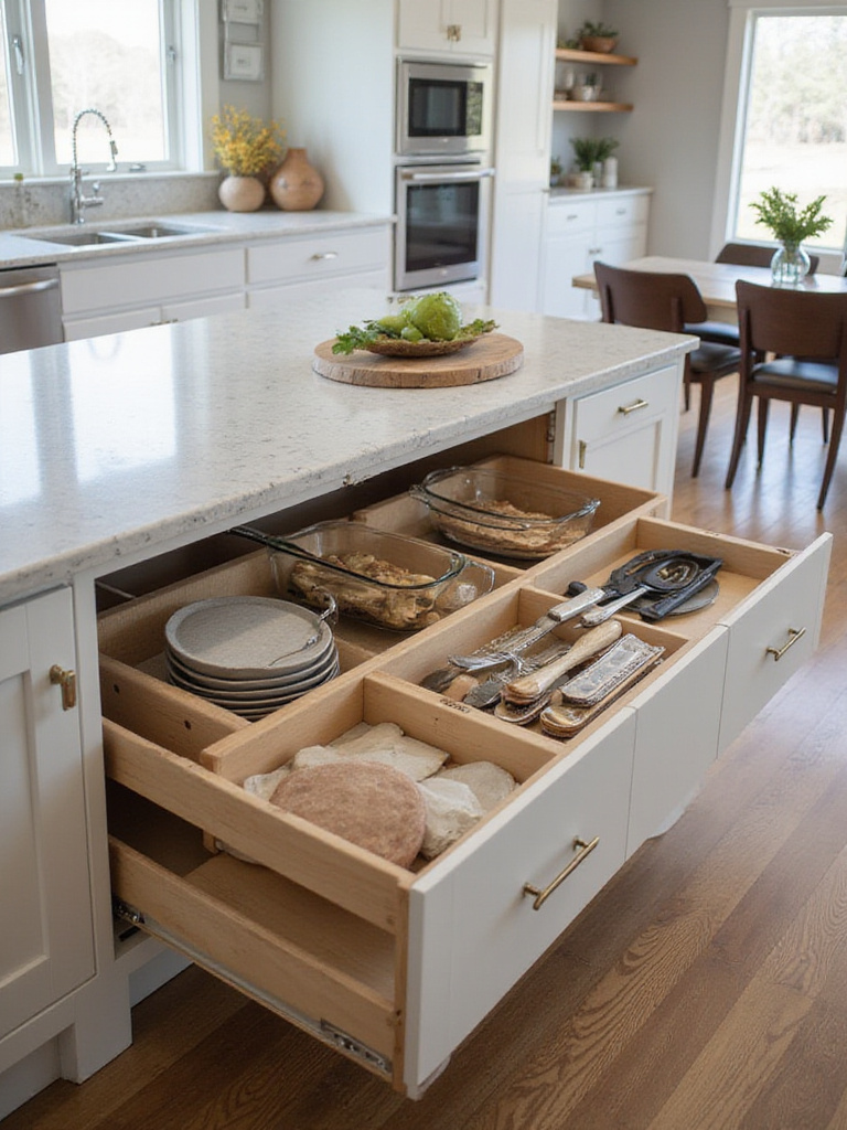 Smart kitchen island cabinet configurations showcasing organized storage solutions