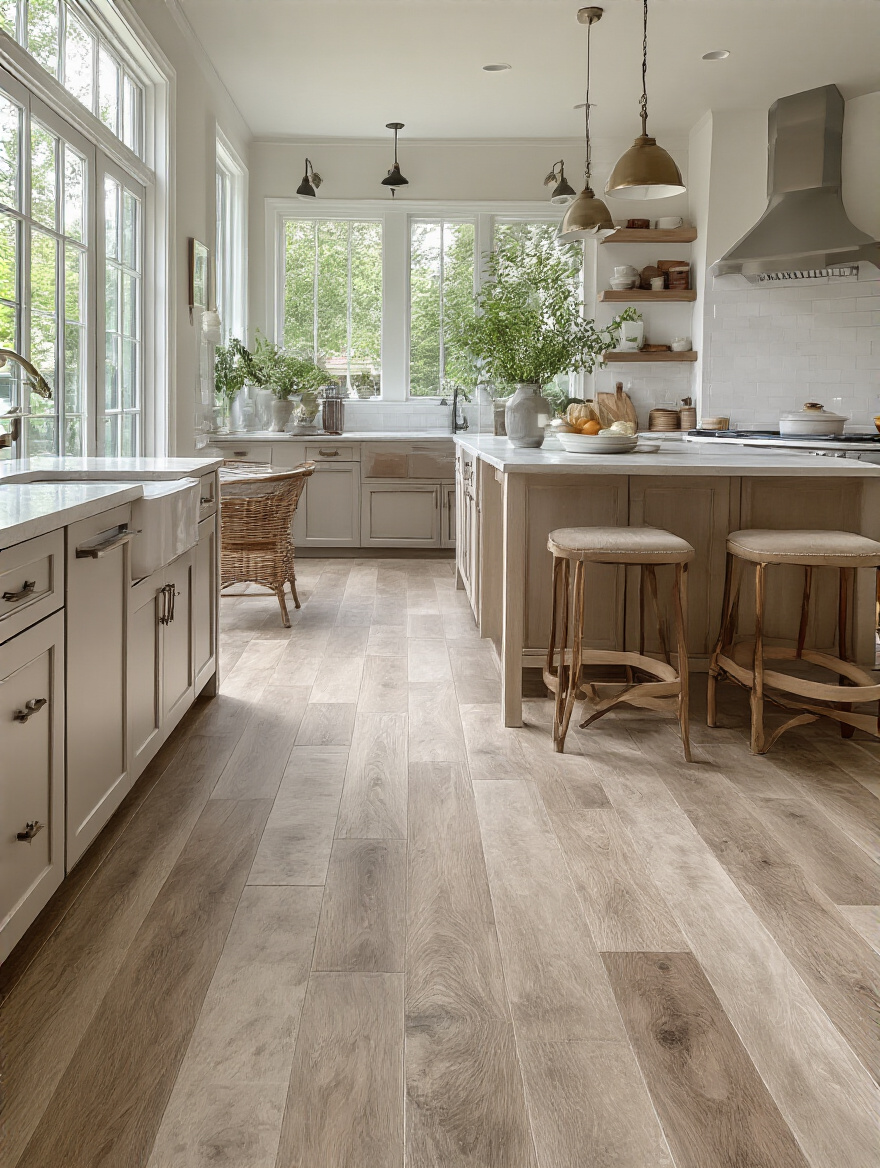 Kitchen flooring options showcasing durability and aesthetic appeal.