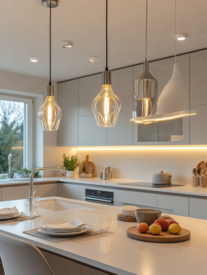 Modern kitchen with new budget lighting fixtures